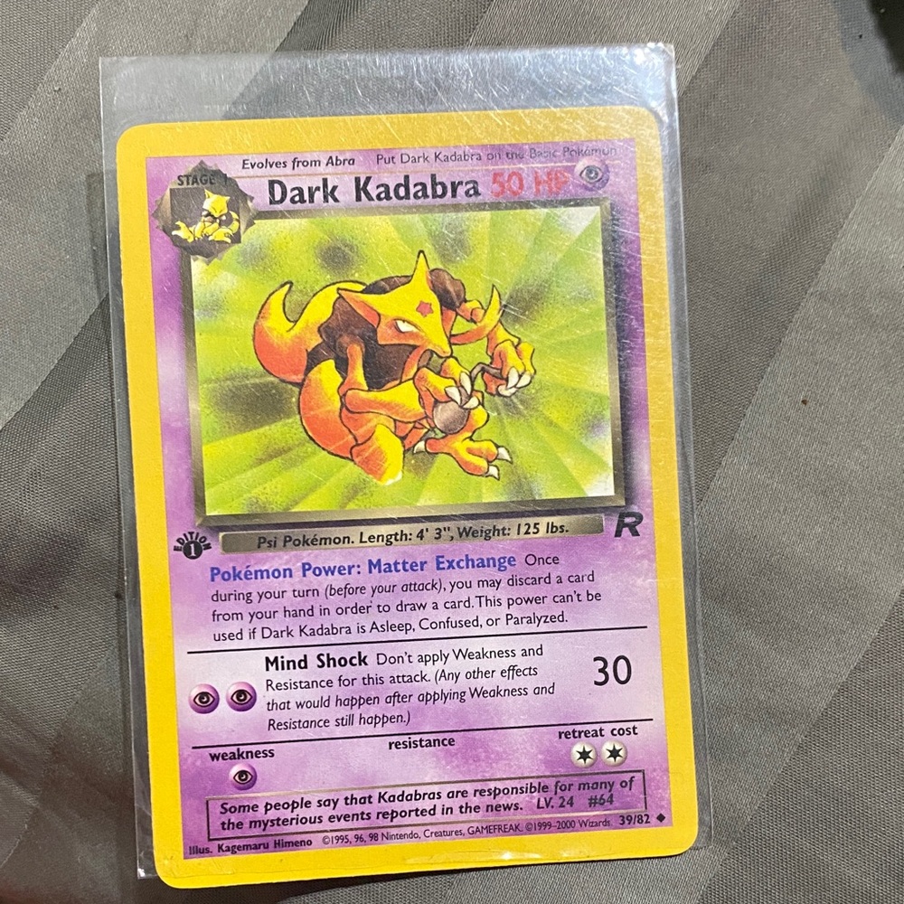Pokemon Dark Kadabra Trading Card - Purple and Yellow